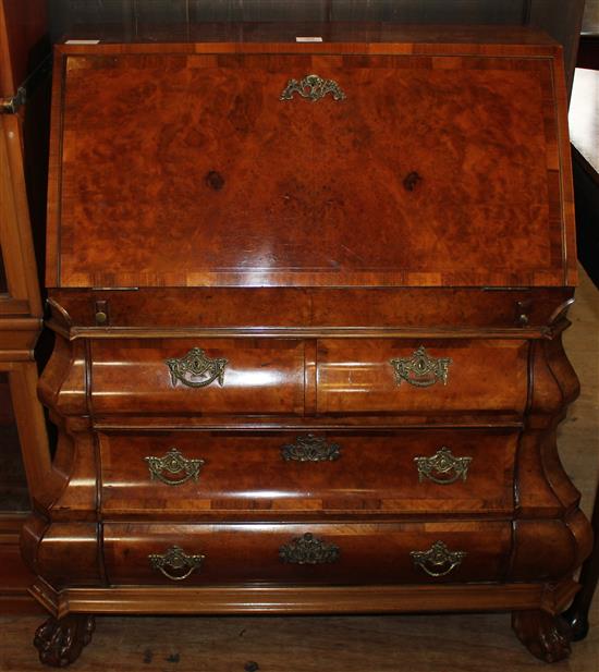 Dutch walnut bombe shaped bureau